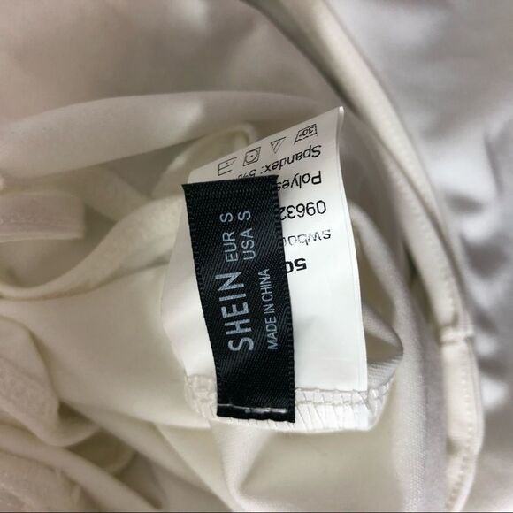 Shein White Ruffle Lace Up back swimsuit Size Small - Picture 6 of 7